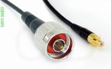 Coaxial Cable, N to SMB jack (male contact), RG174 low loss, 6 foot, 50 ohm