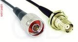 Coaxial Cable, N to TNC bulkhead mount female, RG174 flexible (TPR jacket), 50 foot, 50 ohm