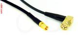 Coaxial Cable, SSMC to SMA 90 degree (right angle), RG174 low noise, 4 foot, 50 ohm