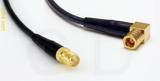 Coaxial Cable, SMA female reverse polarity to SMB 90 degree (right angle) plug (female contact), RG174 low loss, 40 foot, 50 ohm