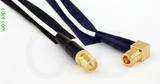 Coaxial Cable, SMA female reverse polarity to SMB 90 degree (right angle) plug (female contact), RG196 low noise, 12 foot, 50 ohm