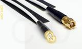 Coaxial Cable, SMA female reverse polarity to SMC (Subvis), RG188, 24 foot, 50 ohm