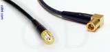 Coaxial Cable, SMA female to SMB 90 degree (right angle) plug (female contact), RG174 low noise, 20 foot, 50 ohm