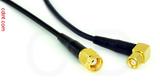 Coaxial Cable, SMA reverse polarity to SMC (Subvis) 90 degree (right angle), RG174, 3 foot, 50 ohm
