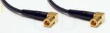 Coaxial Cable, SMB 90 degree (right angle) plug (female contact) to SMB 90 degree (right angle) plug (female contact), RG174 low noise, 2 foot, 50 ohm