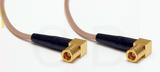 Coaxial Cable, SMB 90 degree (right angle) plug (female contact) to SMB 90 degree (right angle) plug (female contact), RG316 double shielded, 1 foot, 50 ohm