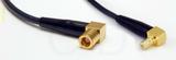 Coaxial Cable, SMB 90 degree (right angle) plug (female contact) to SMB 90 degree (right angle) jack (male contact), RG174, 3 foot, 50 ohm