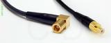 Coaxial Cable, SMB 90 degree (right angle) plug (female contact) to SMB jack (male contact), RG174 flexible (TPR jacket), 2 foot, 50 ohm