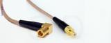 Coaxial Cable, SMB 90 degree (right angle) plug (female contact) to SMB jack (male contact), RG316 double shielded, 6 foot, 50 ohm
