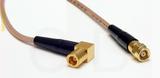Coaxial Cable, SMB 90 degree (right angle) plug (female contact) to SMC (Subvis), RG316, 4 foot, 50 ohm