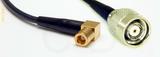 Coaxial Cable, SMB 90 degree (right angle) plug (female contact) to TNC reverse polarity, RG174, 6 foot, 50 ohm