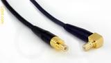 Coaxial Cable, SMB jack (male contact) to SMB 90 degree (right angle) jack (male contact), RG174 low noise, 1 foot, 50 ohm