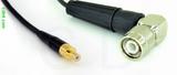 Coaxial Cable, SMB jack (male contact) to TNC 90 degree (right angle), RG174 flexible (TPR jacket), 40 foot, 50 ohm