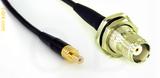 Coaxial Cable, SMB jack (male contact) to TNC bulkhead mount female, RG174 flexible (TPR jacket), 40 foot, 50 ohm
