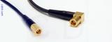 Coaxial Cable, SMB plug (female contact) to SMB 90 degree (right angle) plug (female contact), RG174, 4 foot, 50 ohm